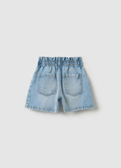 Denim Shorts With Tropical Embroidery