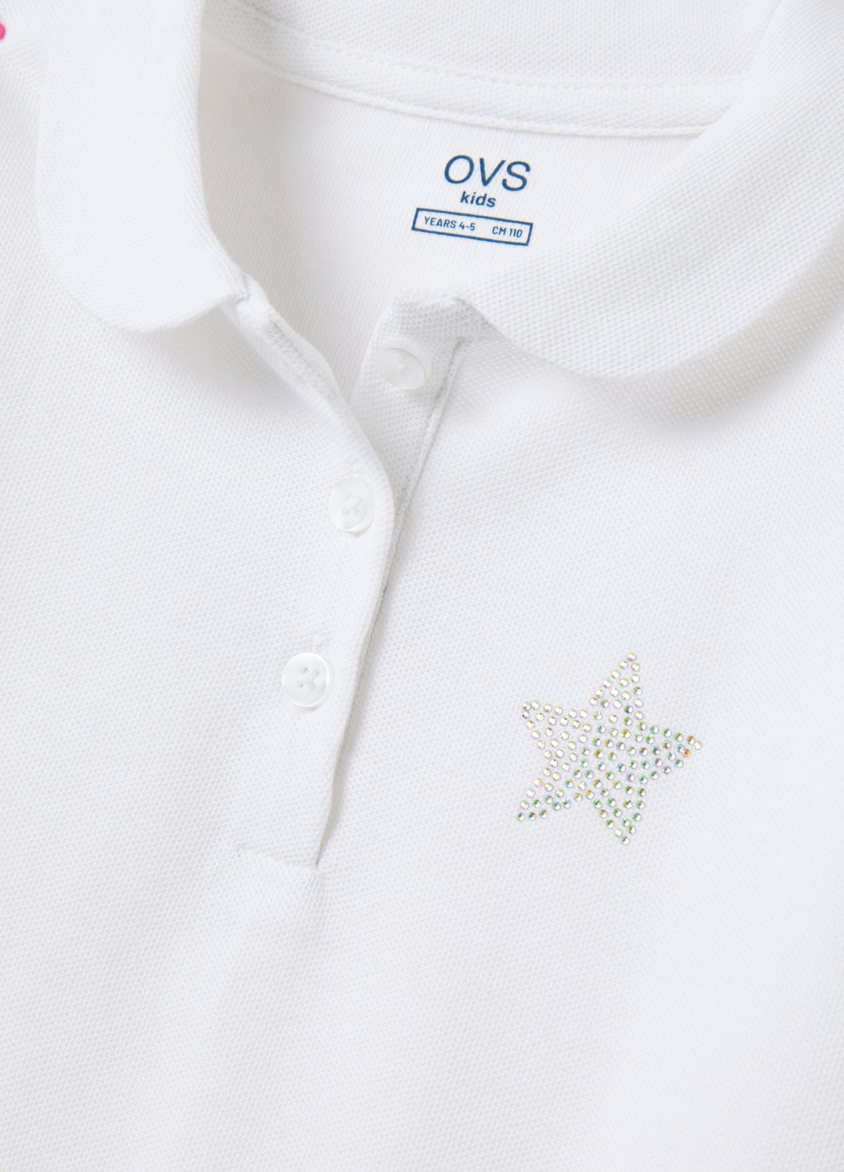 White Pure Cotton Polo With Decorative Star