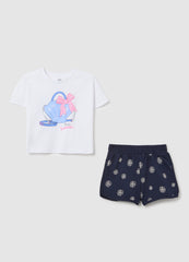 Ovs Kids Girl'S Jogging Set In White And Blue Cotton