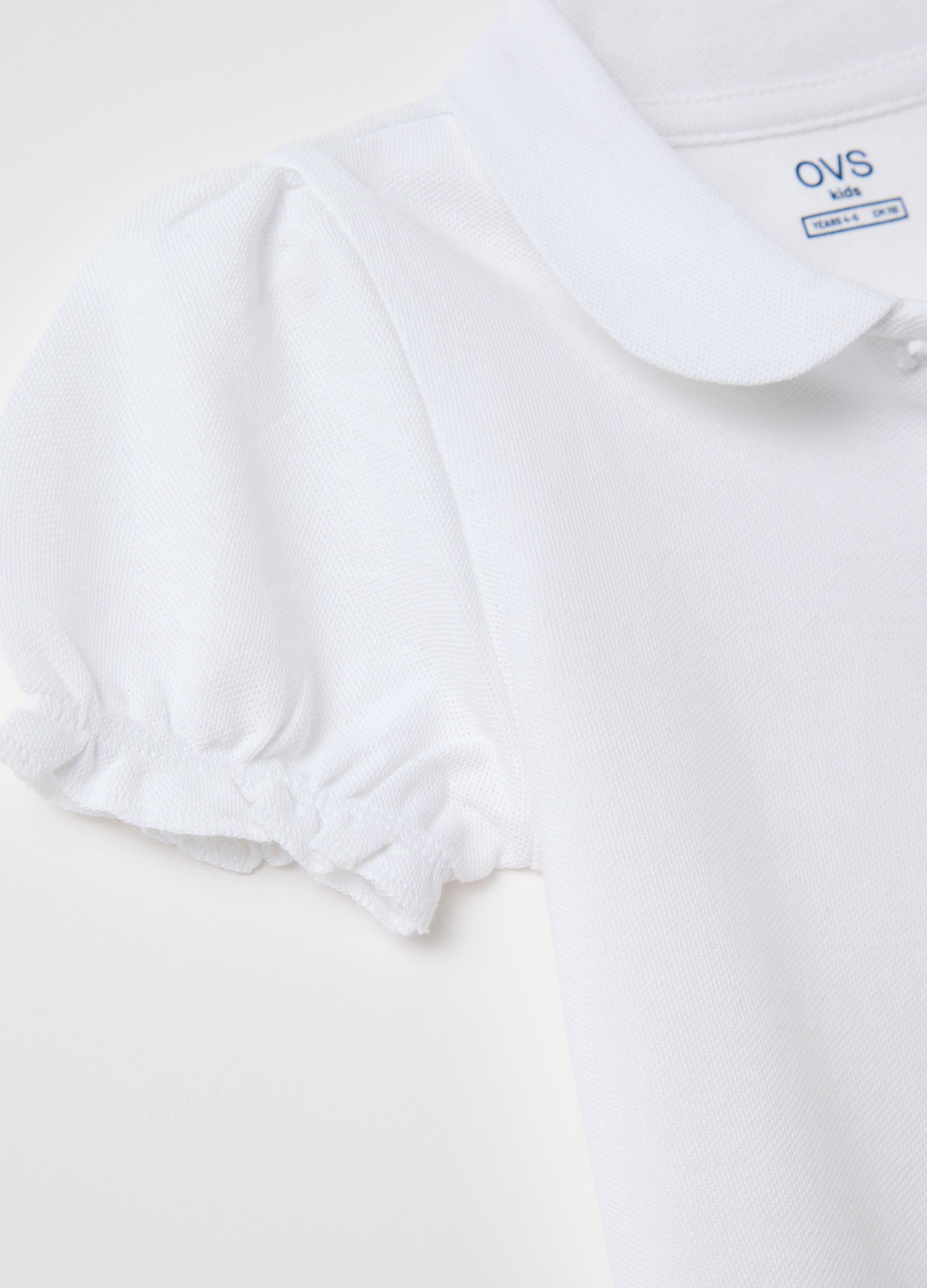 White Pure Cotton Polo With Decorative Star