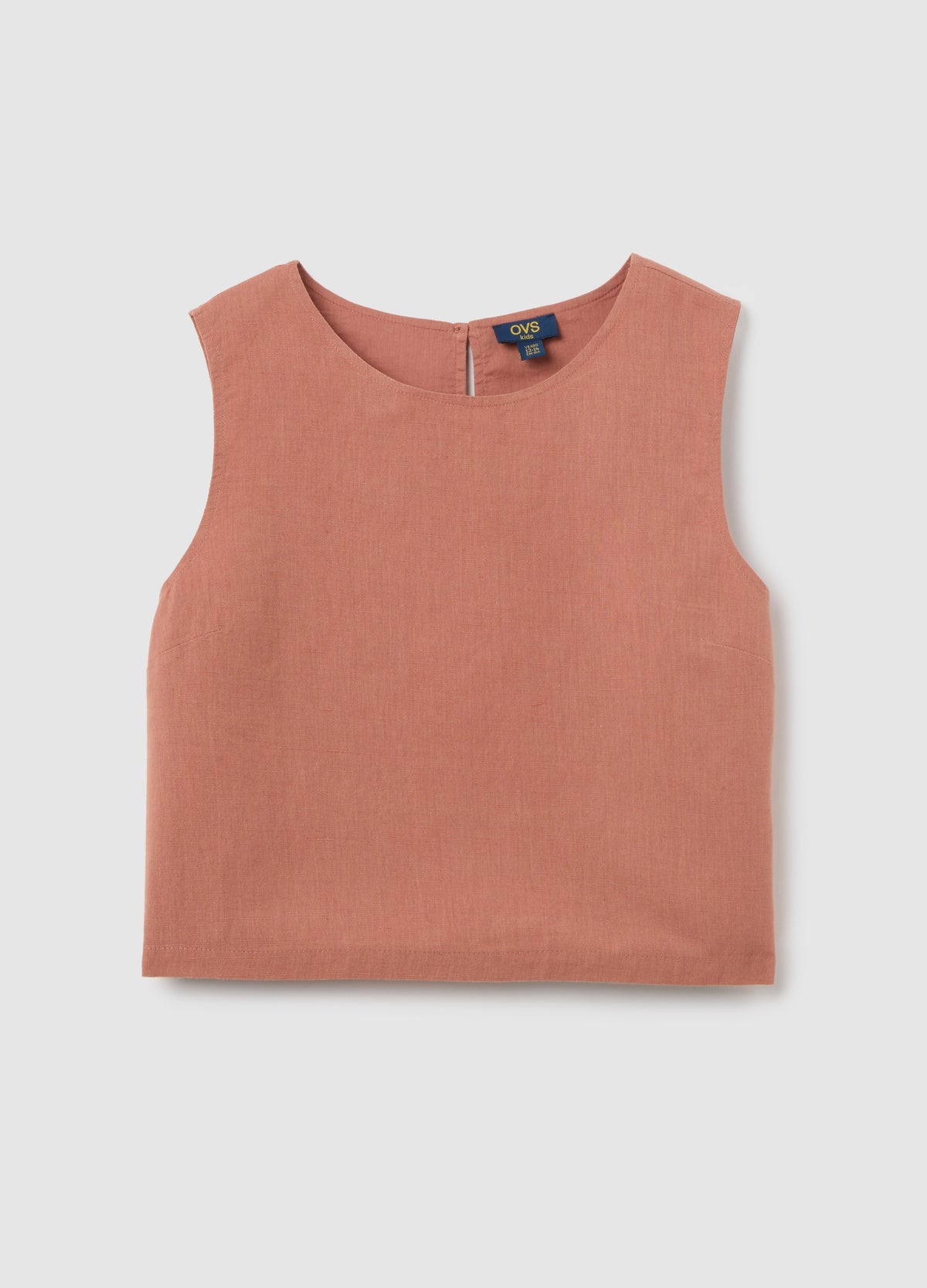 Sleeveless Top In Cotton And Linen Blend For Ovs Kids