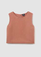 Sleeveless Top In Cotton And Linen Blend For Ovs Kids