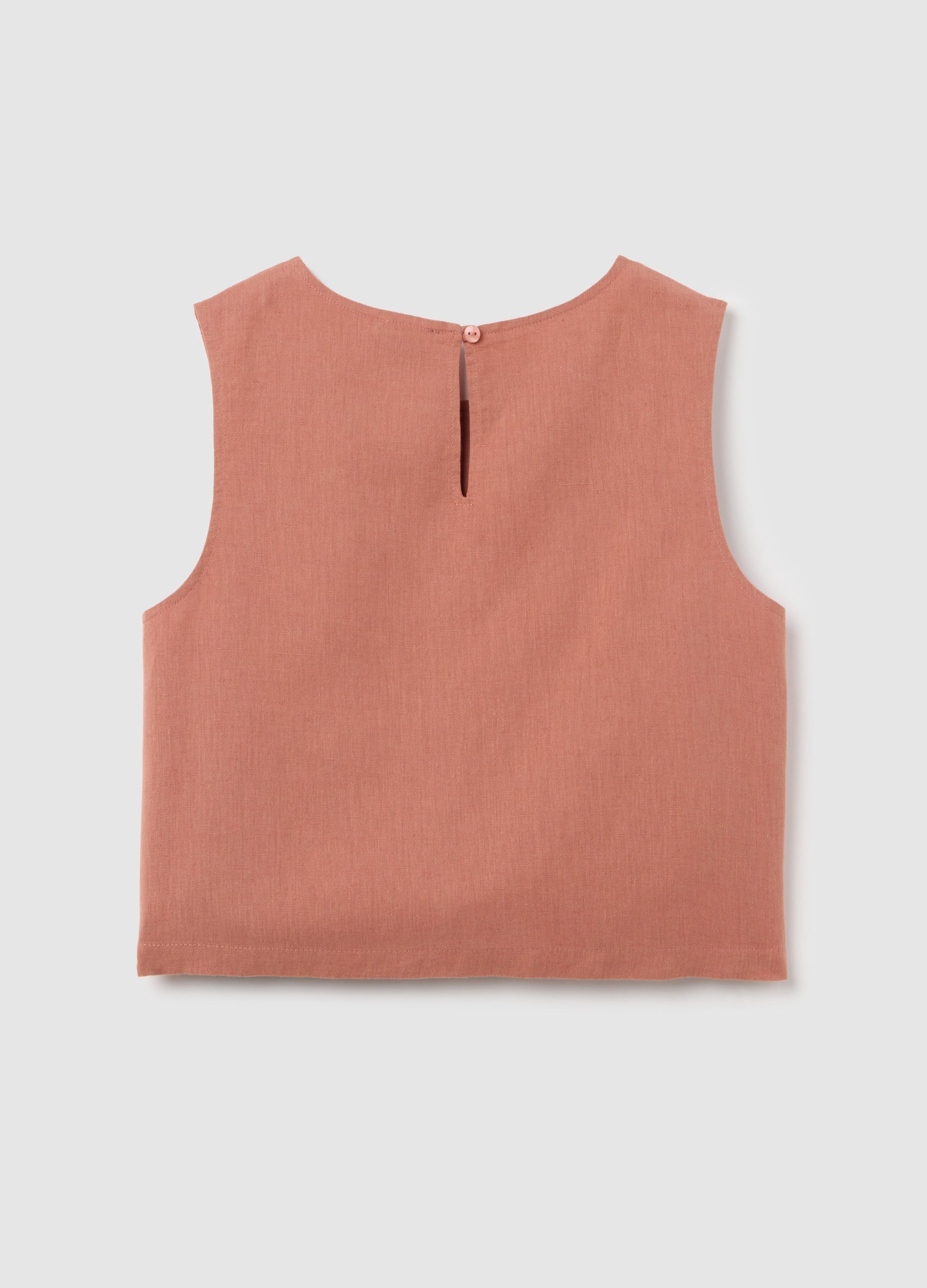Sleeveless Top In Cotton And Linen Blend For Ovs Kids