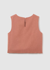 Sleeveless Top In Cotton And Linen Blend For Ovs Kids