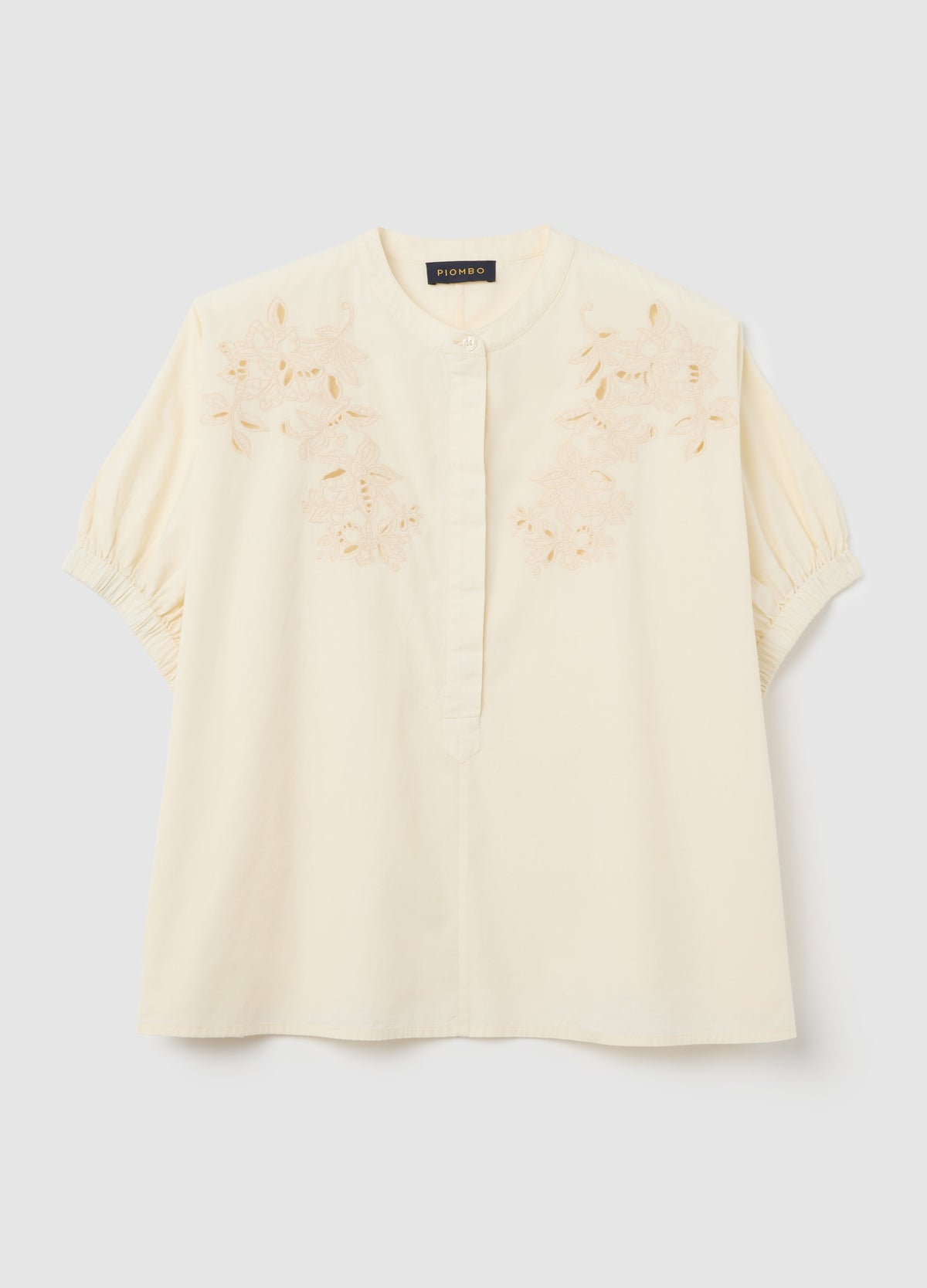 White oversized cotton shirt embroidered by Piombo