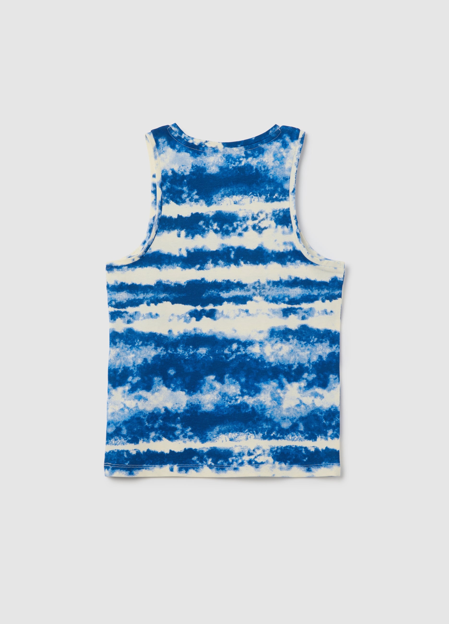 Blue And White Striped Cotton Tank Top