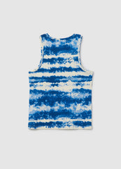 Blue And White Striped Cotton Tank Top