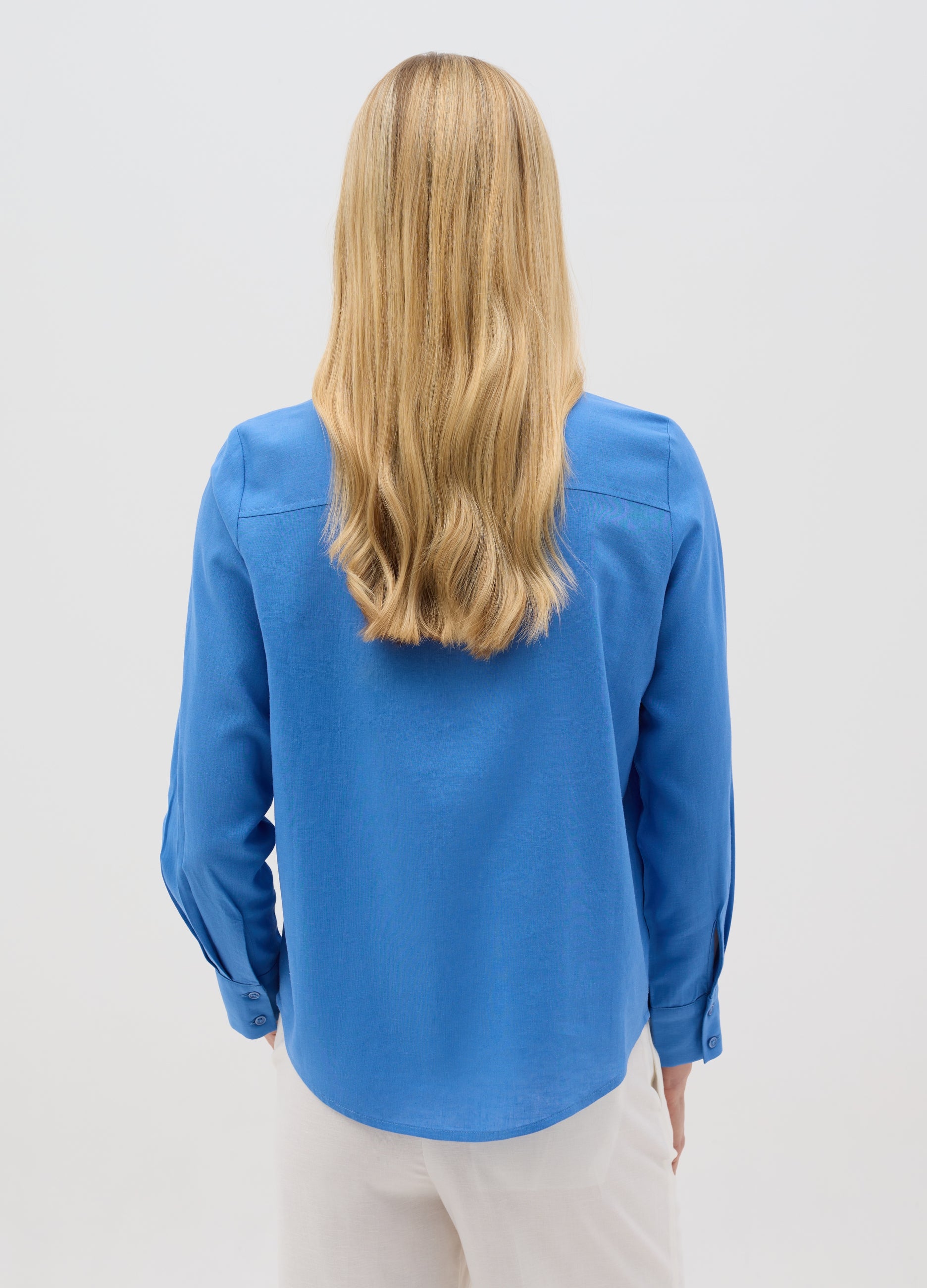 Women’S Light Blue Regular-Fit Shirt In Cotton Without Buttons