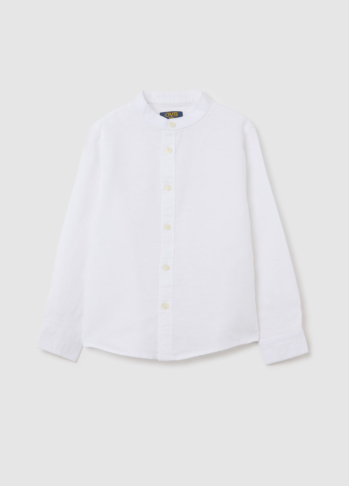 Ovs Kids White Long Sleeve Linen And Cotton Shirt