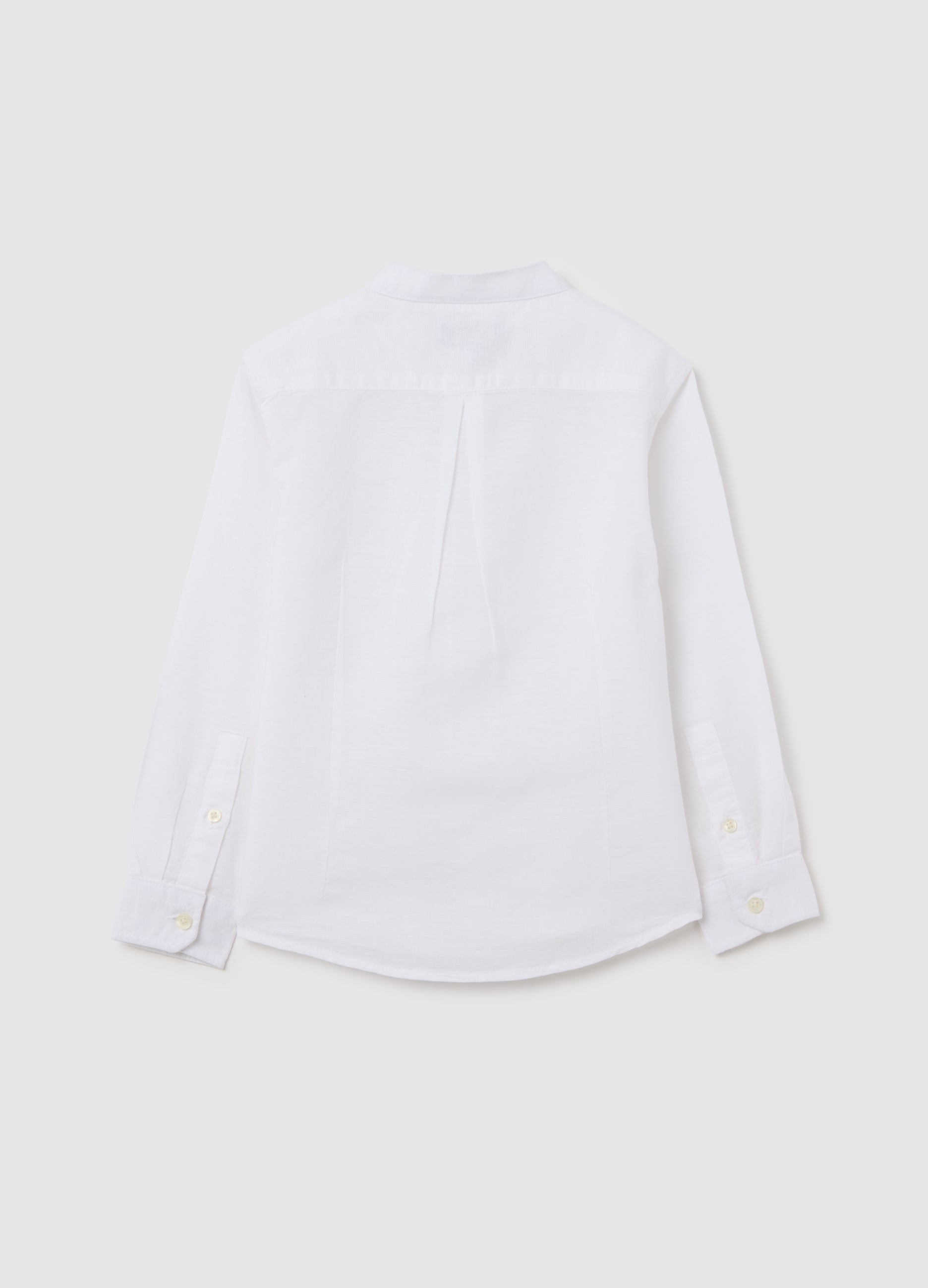 Ovs Kids White Long Sleeve Linen And Cotton Shirt