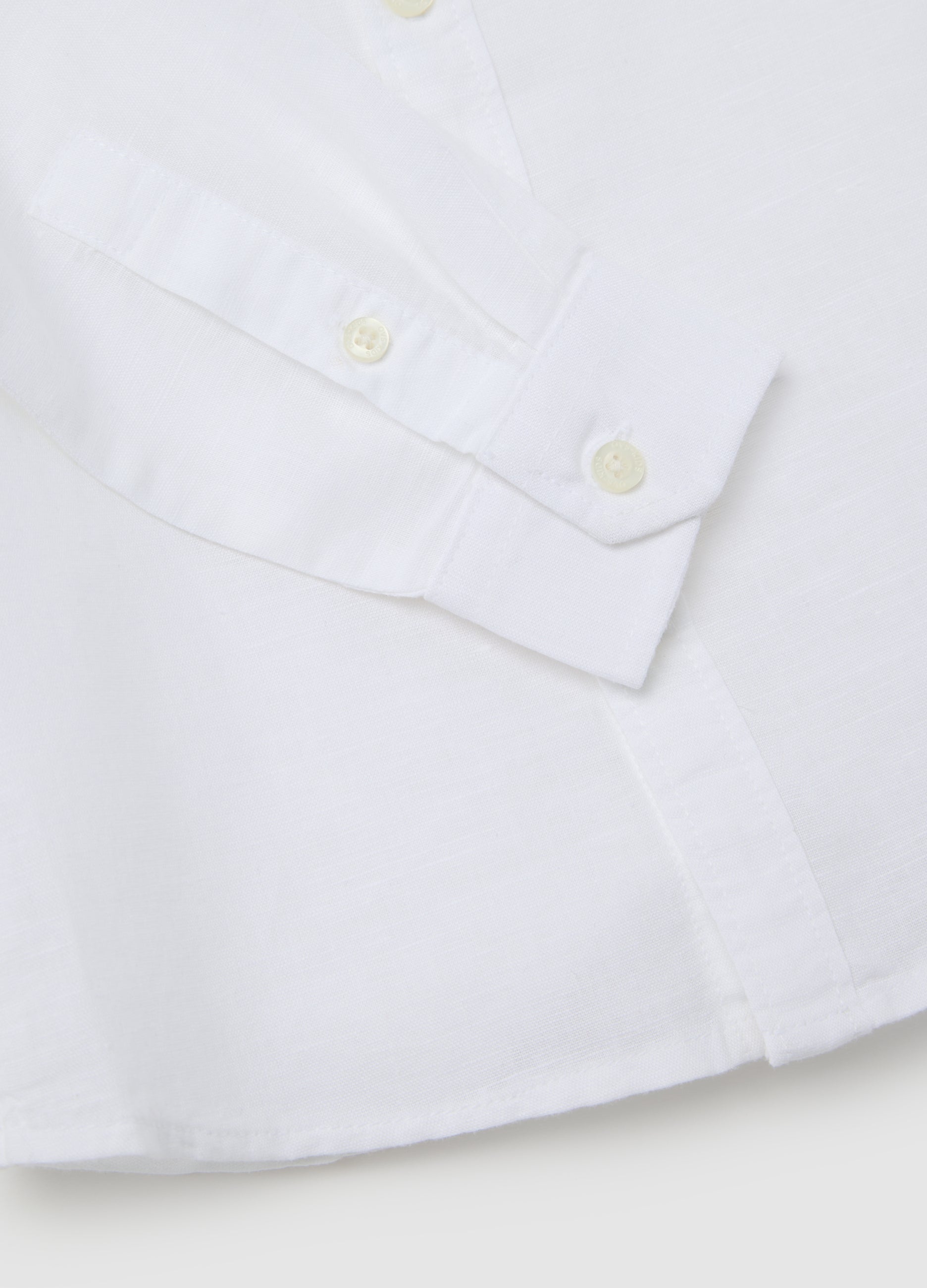 Ovs Kids White Long Sleeve Linen And Cotton Shirt