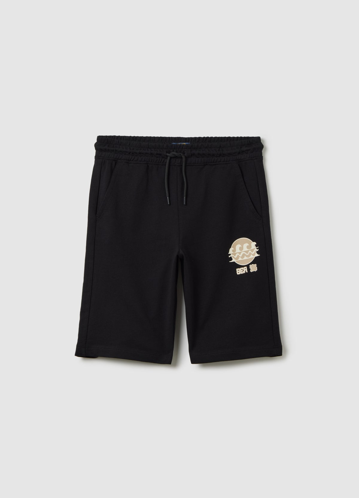 Black Cotton Shorts For Boys