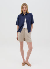Women’S Blue Regular-Fit Shirt In Linen And Viscose