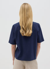 Women’S Blue Regular-Fit Shirt In Linen And Viscose