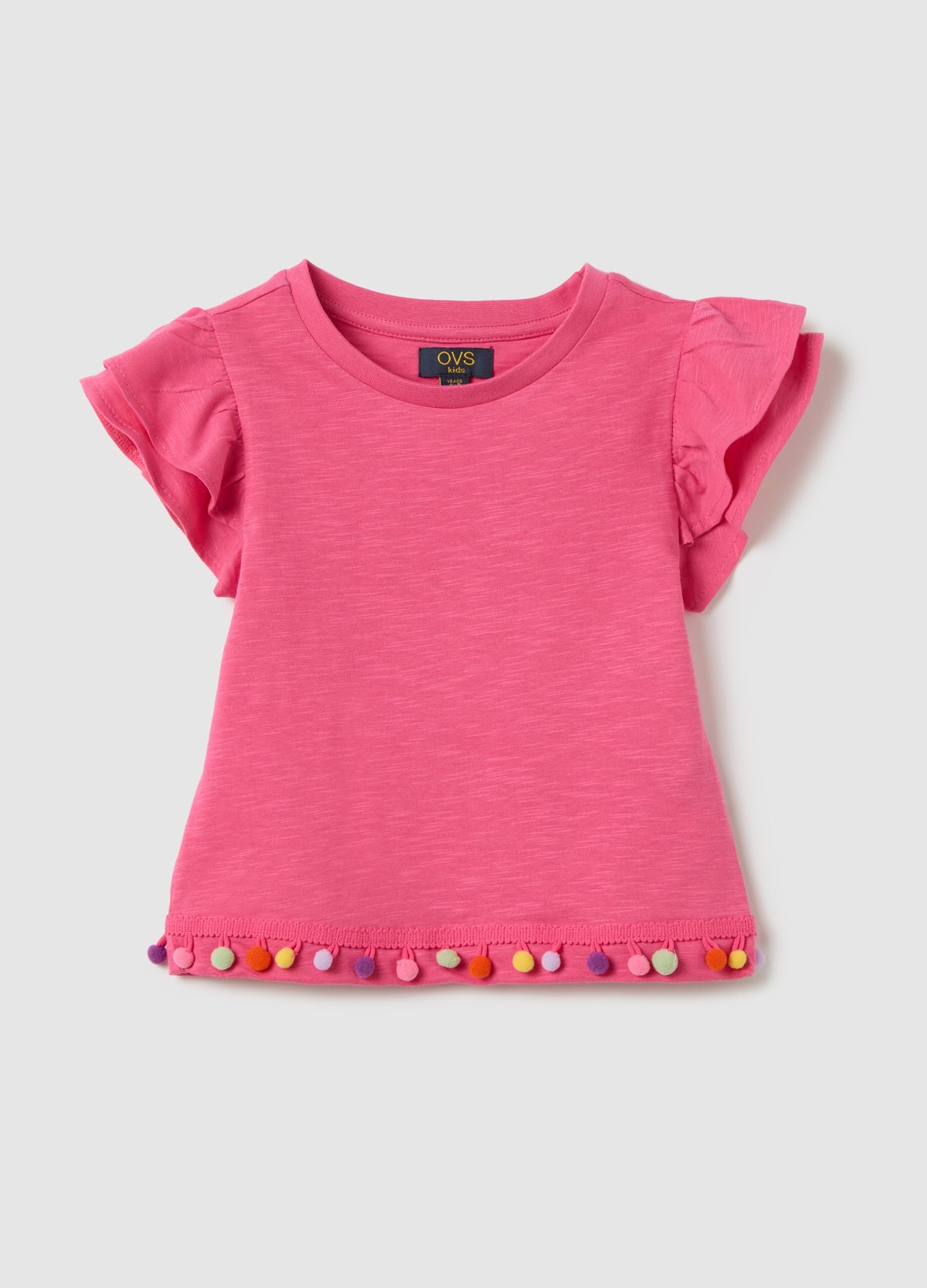 Pink Short-Sleeved Cotton T-Shirt For Girls
