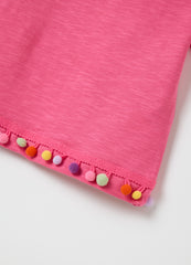 Pink Short-Sleeved Cotton T-Shirt For Girls