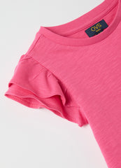 Pink Short-Sleeved Cotton T-Shirt For Girls