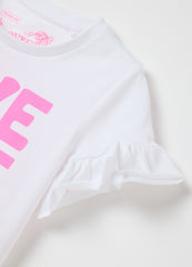 White T-Shirt With Pink Writings Love Therapy