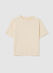 Beige Crew Neck Pure Cotton T-Shirt For Boys