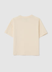 Beige Crew Neck Pure Cotton T-Shirt For Boys