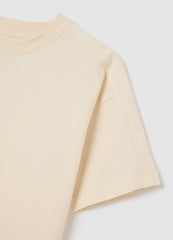 Beige Crew Neck Pure Cotton T-Shirt For Boys