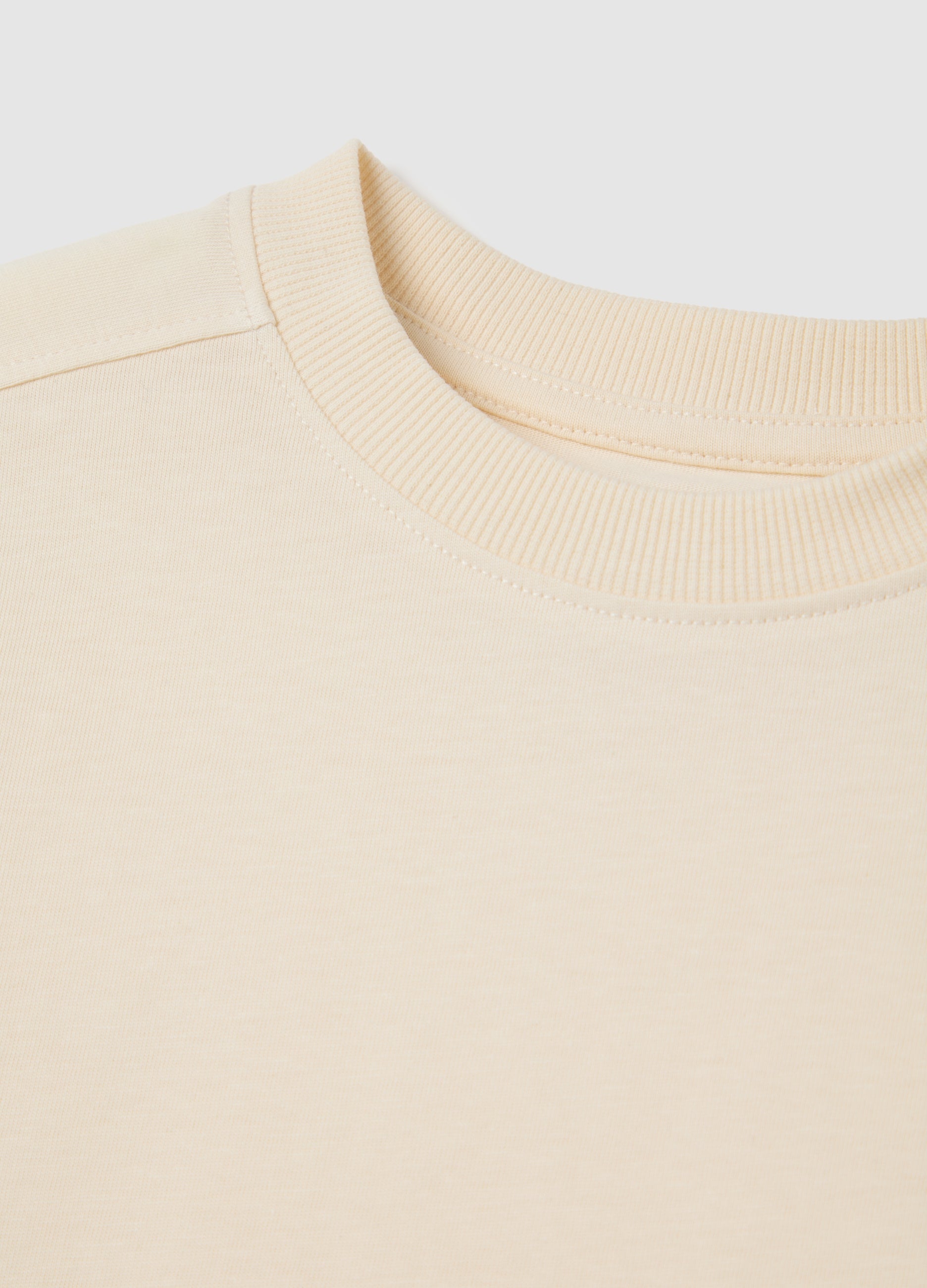 Beige Crew Neck Pure Cotton T-Shirt For Boys