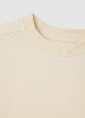 Beige Crew Neck Pure Cotton T-Shirt For Boys