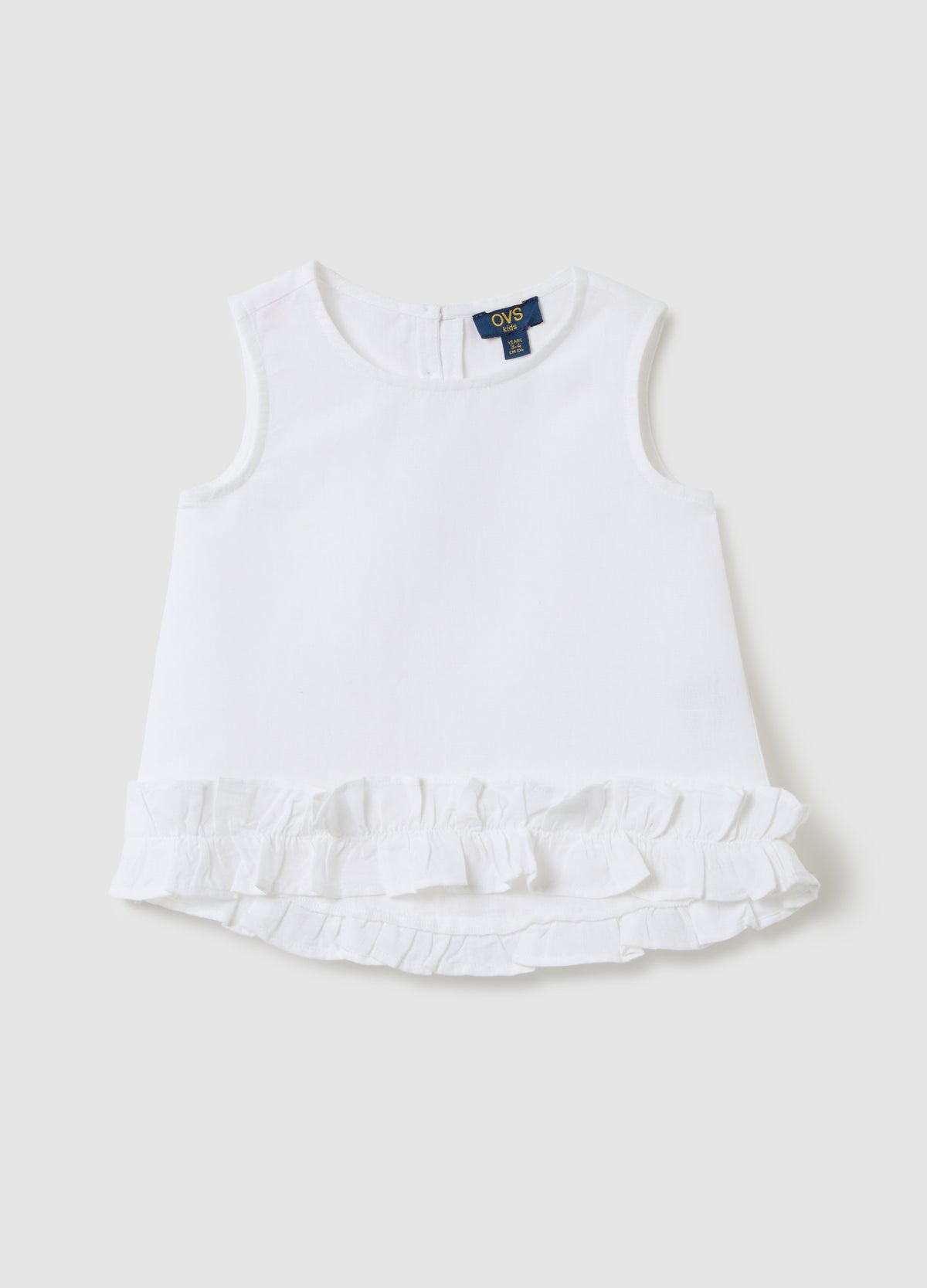 White Sleeveless Blouse With Ovs Kids Ruffles