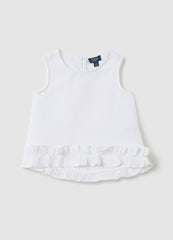 White Sleeveless Blouse With Ovs Kids Ruffles