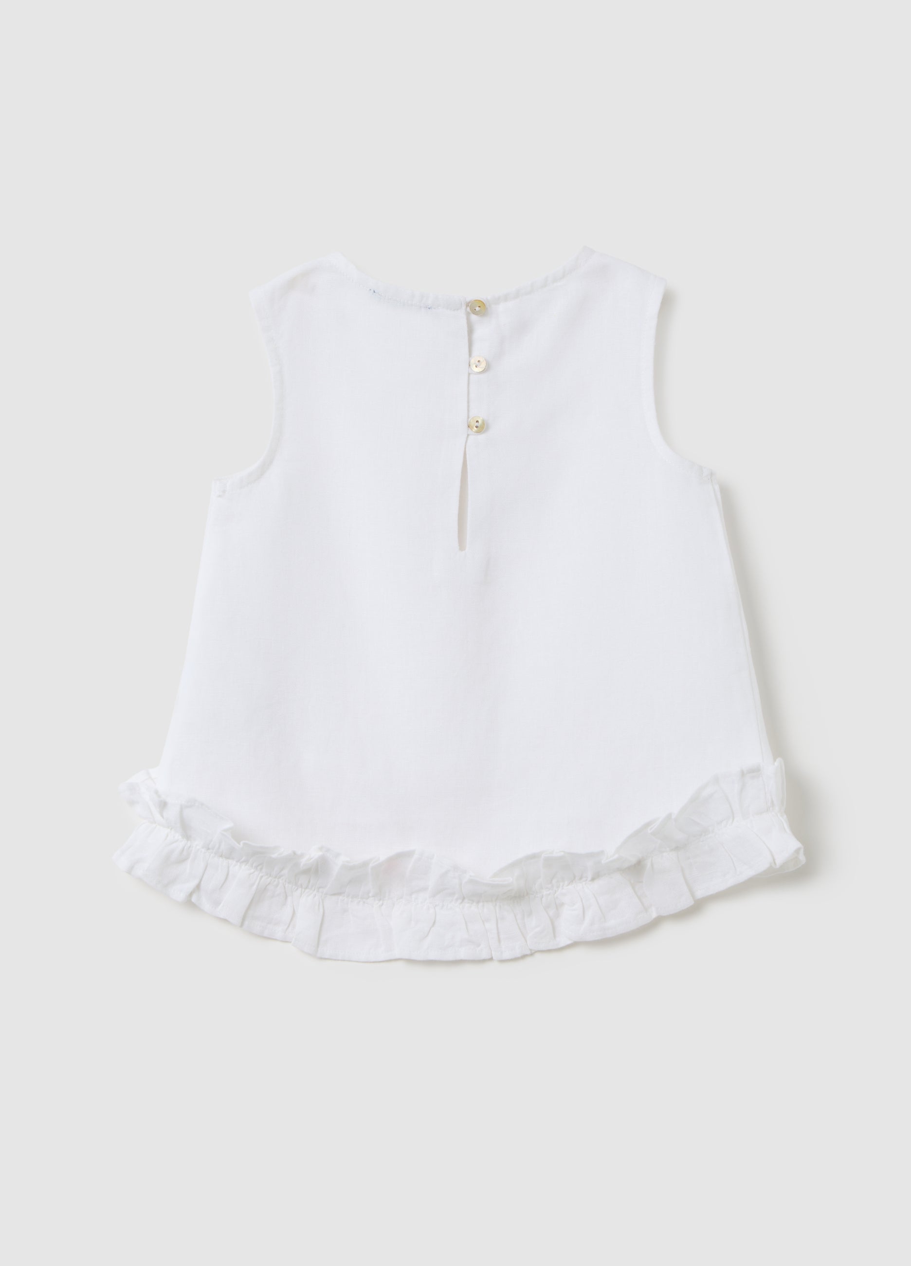 White Sleeveless Blouse With Ovs Kids Ruffles