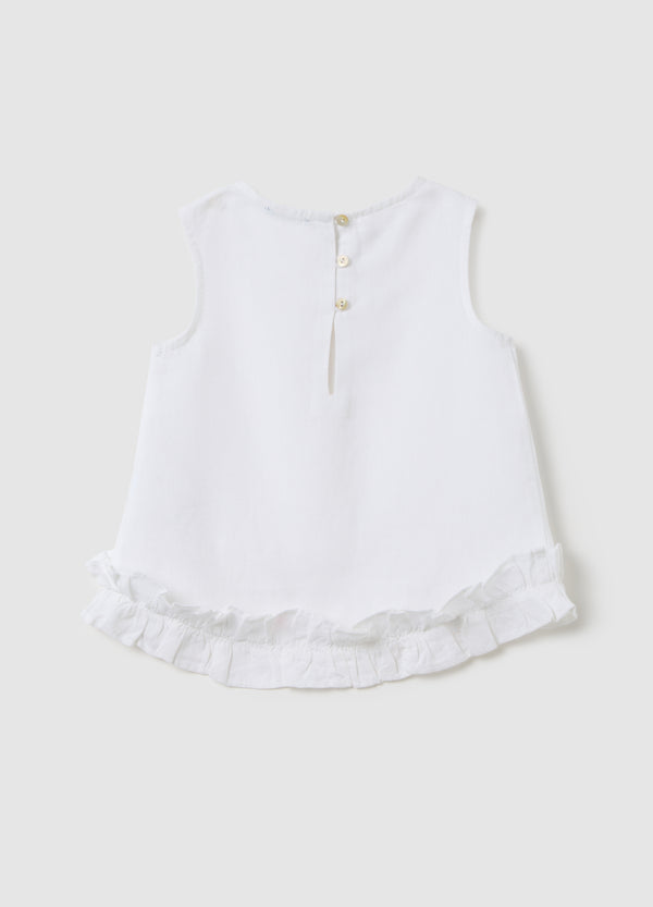 Ovs White Sleeveless Blouse With Ovs Kids Ruffles