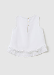 White Sleeveless Blouse With Ovs Kids Ruffles