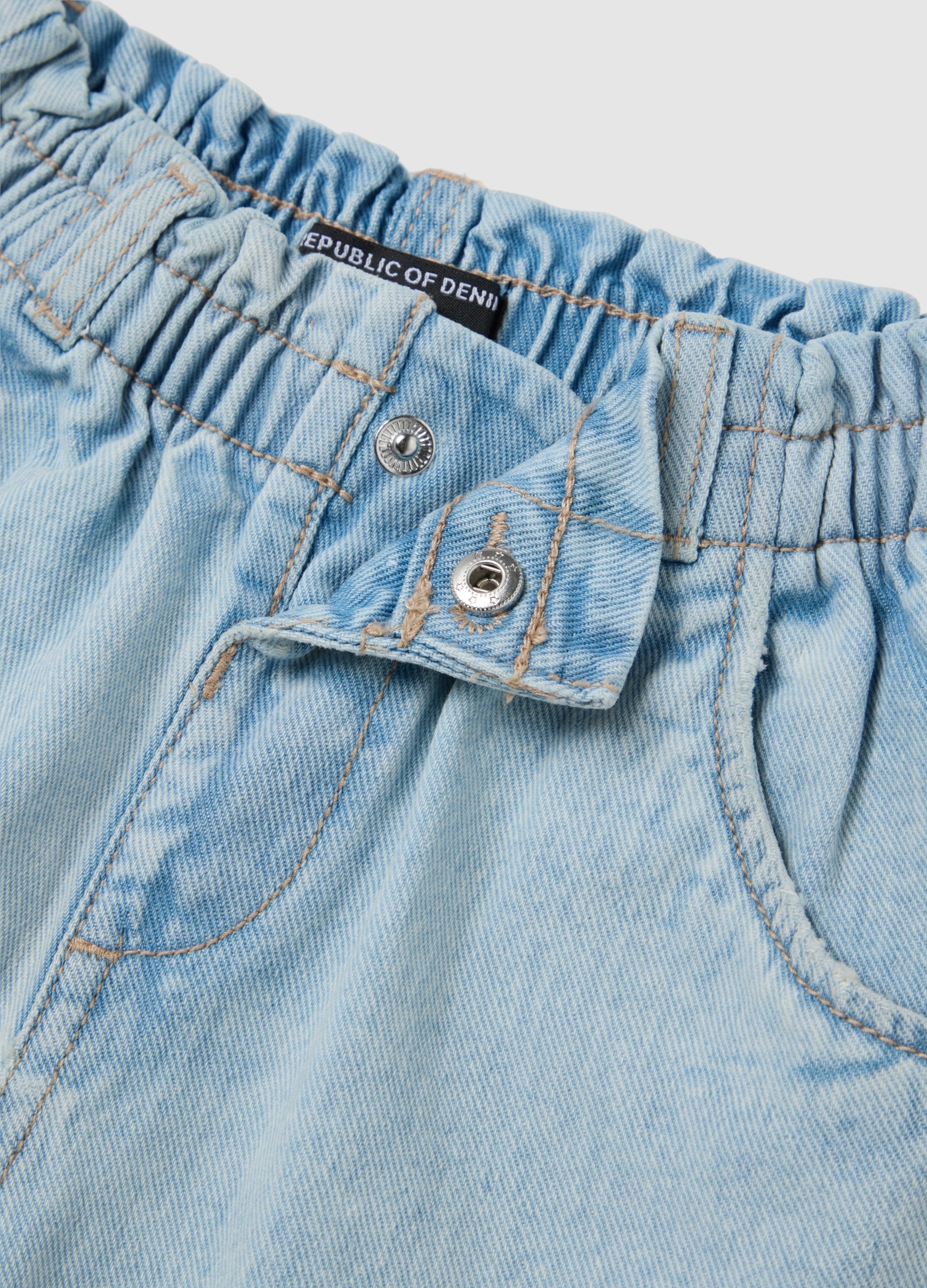 Cotton Floral Embroidered Denim Shorts