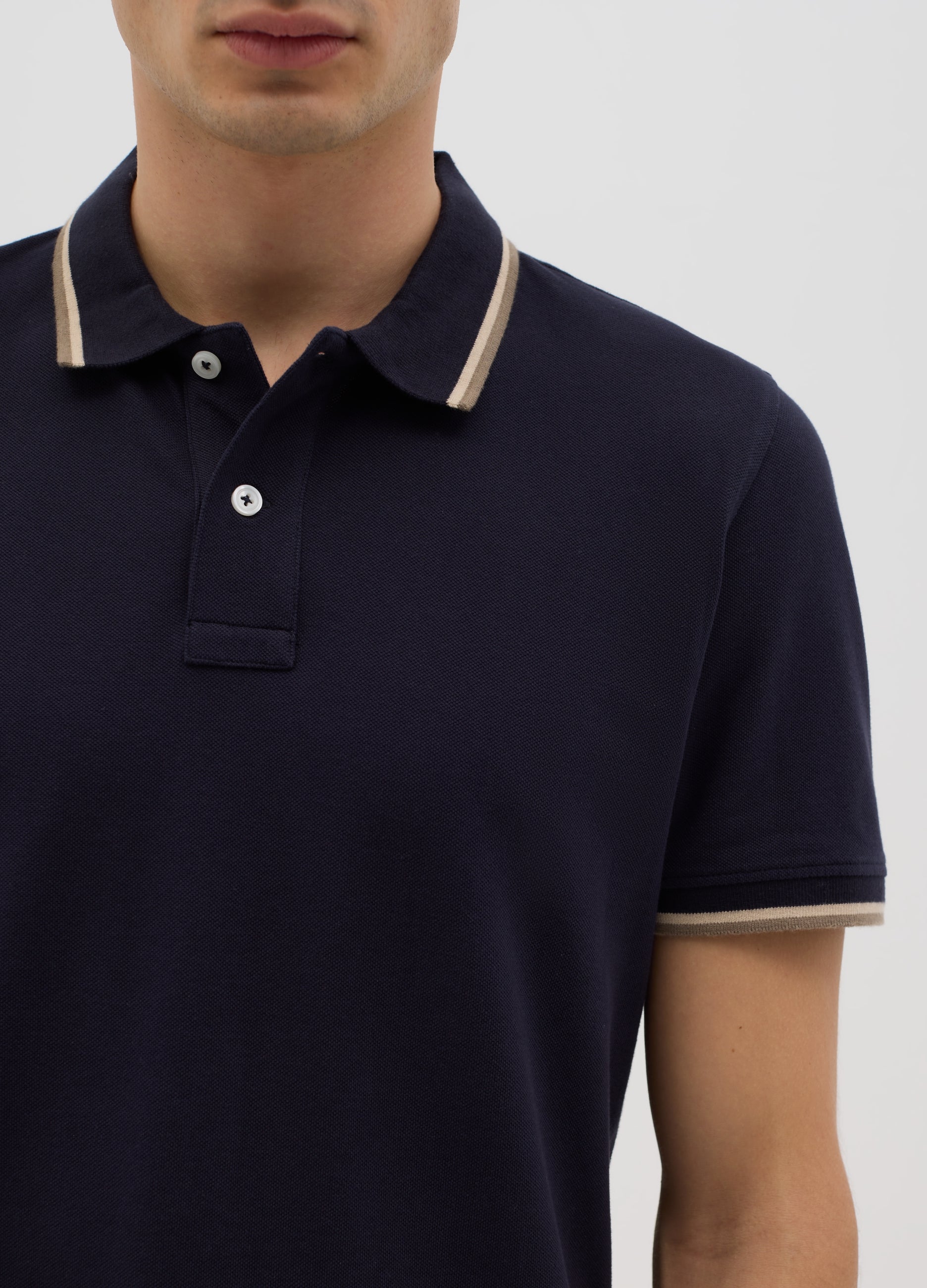 Blue Short Sleeve Polo Shirt In Pure Cotton