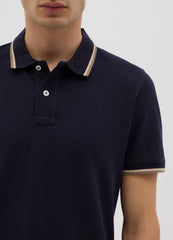Blue Short Sleeve Polo Shirt In Pure Cotton