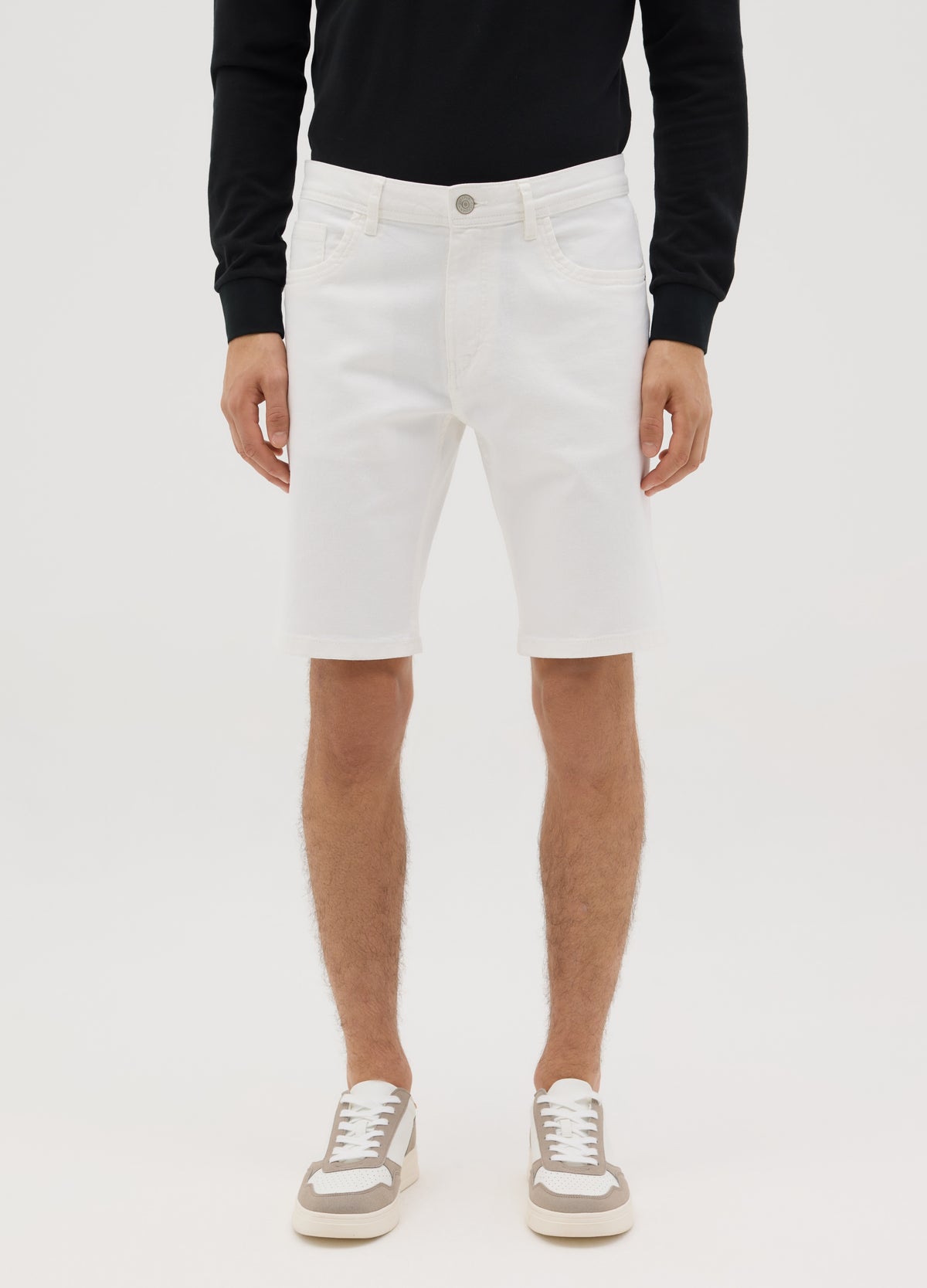 White Elastic Ovs Denim Shorts