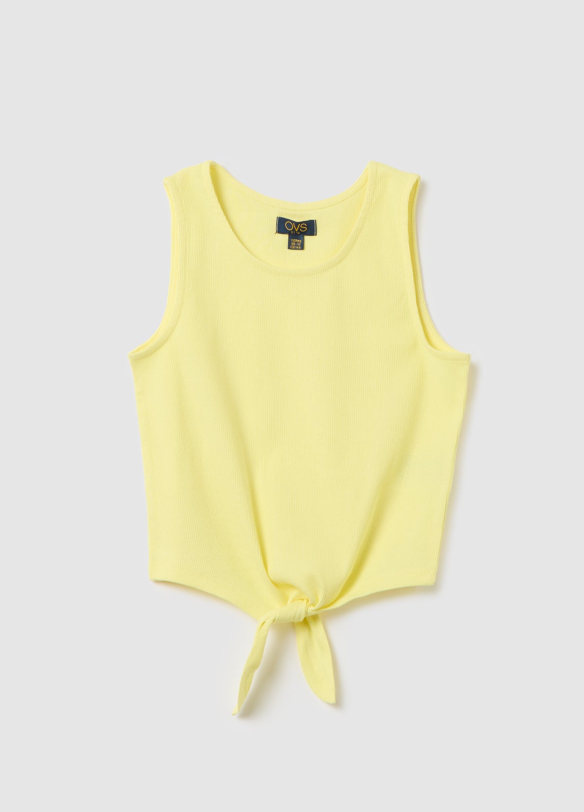 Yellow Stretch Cotton Vest For Girls Ovs Kids