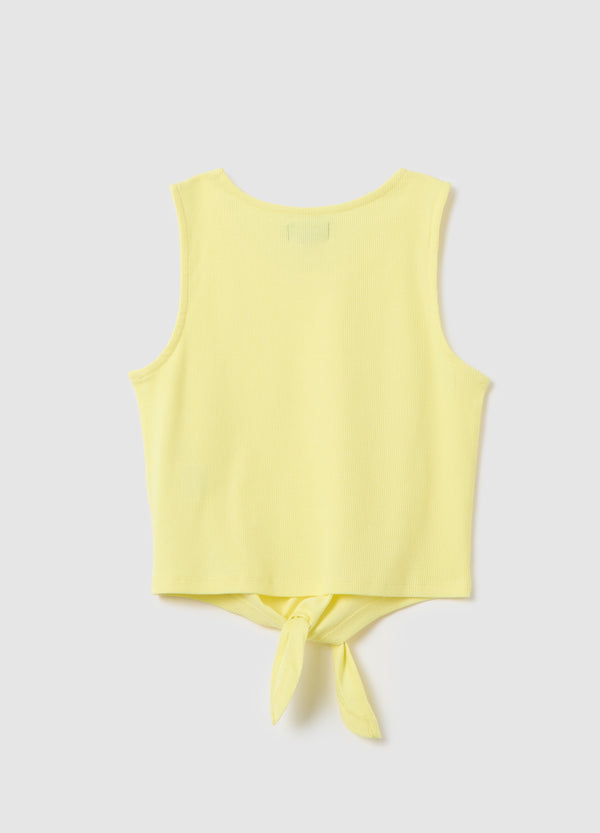 Ovs Yellow Stretch Cotton Vest For Girls Ovs Kids