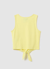 Yellow Stretch Cotton Vest For Girls Ovs Kids