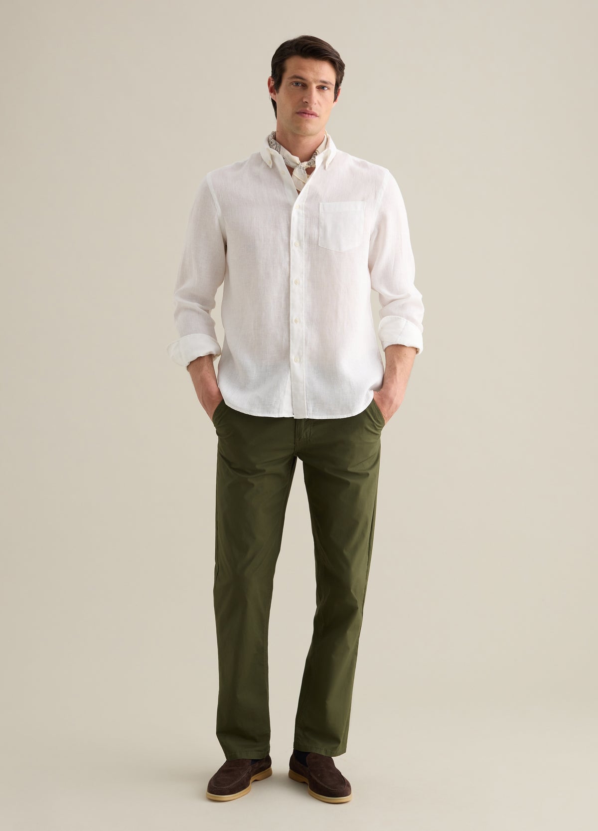 White Pure Linen Piombo Shirt