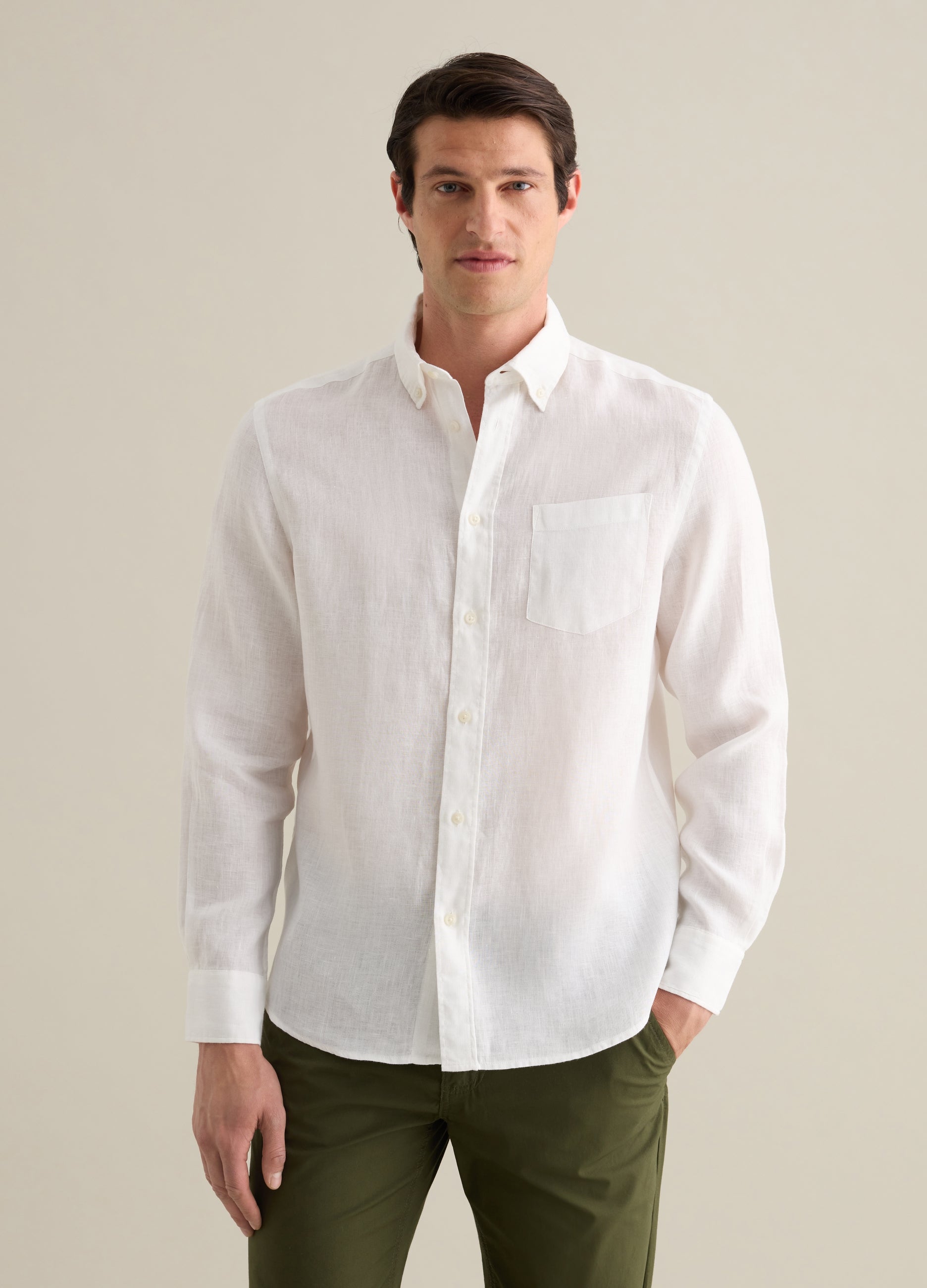White Pure Linen Piombo Shirt