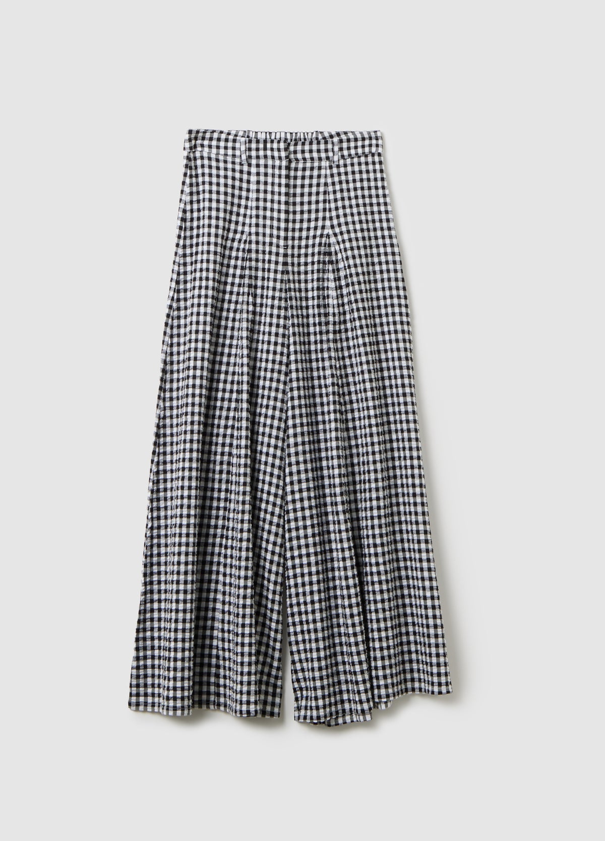 Wide Black And White Checkered Trousers Piombo