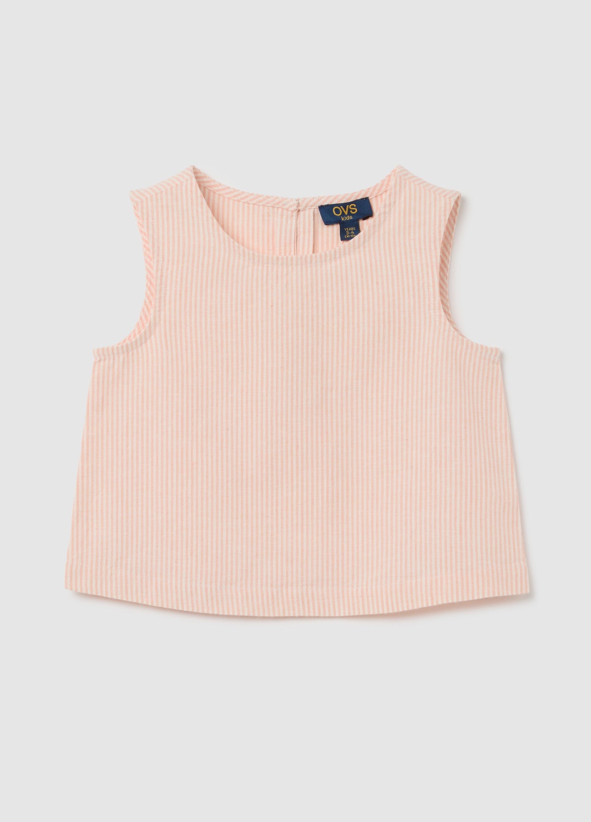 Sleeveless Pink Striped Blouse In Cotton And Linen