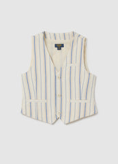 Beige And Blue Striped Waistcoat Ovs Kids