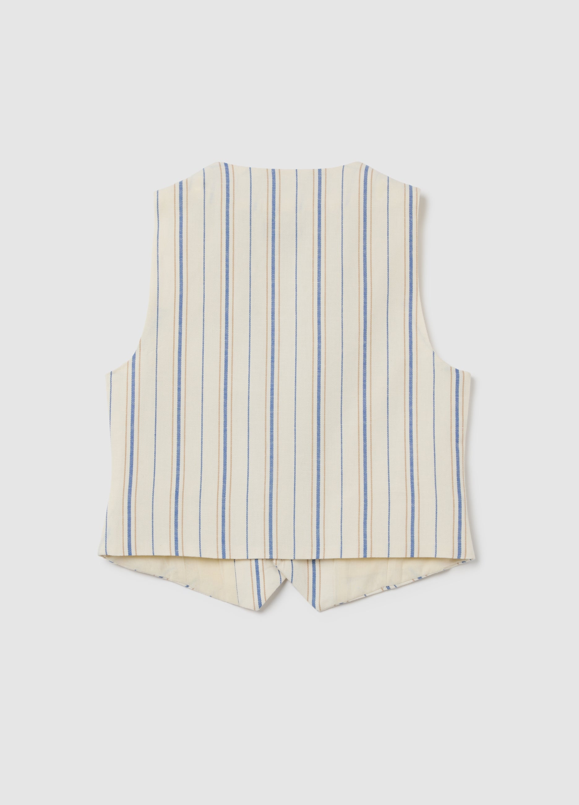 Beige And Blue Striped Waistcoat Ovs Kids