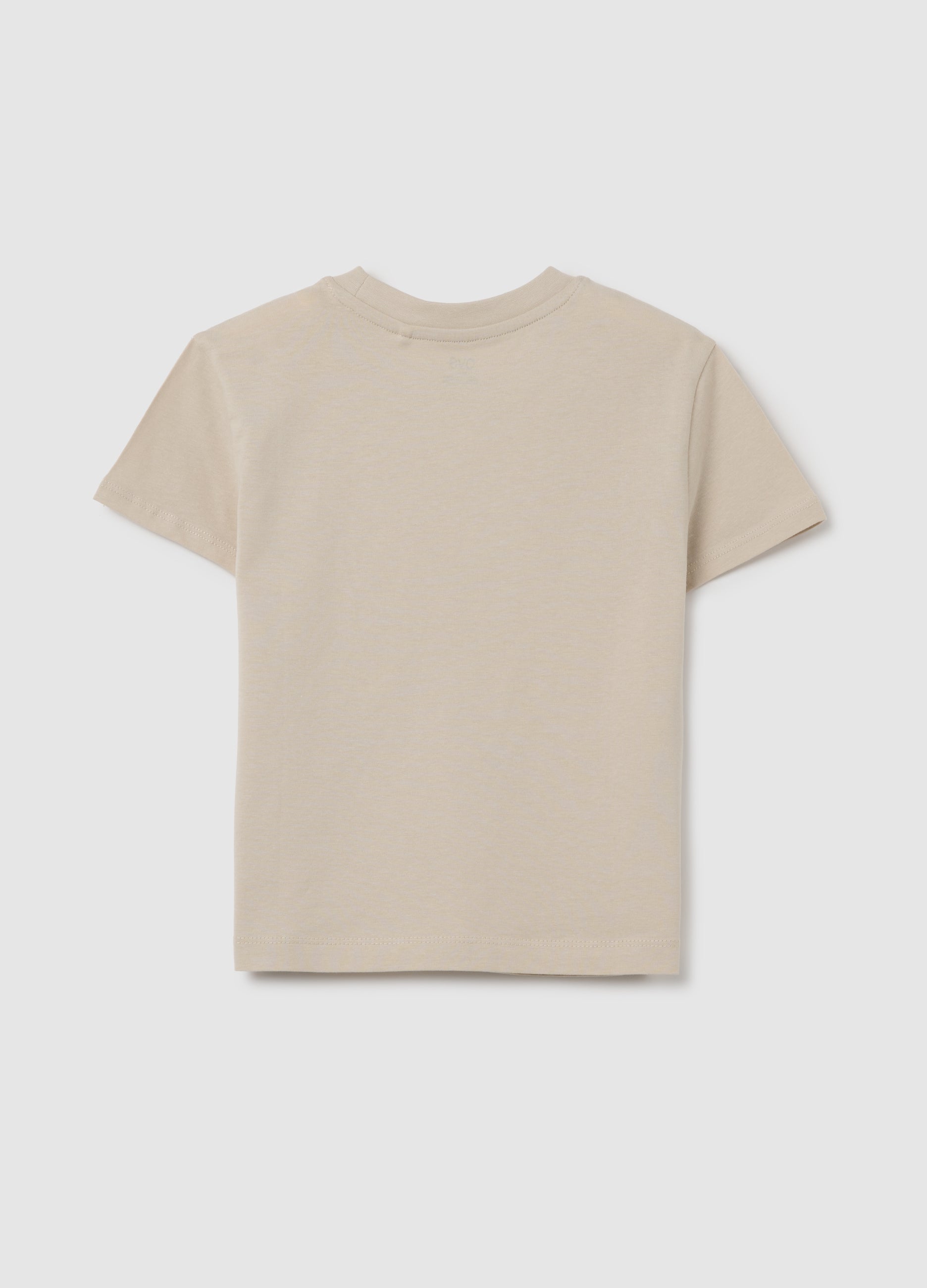 Beige Girl'S T-Shirt In Pure Cotton Regular Fit With Print