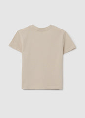 Beige Girl'S T-Shirt In Pure Cotton Regular Fit With Print