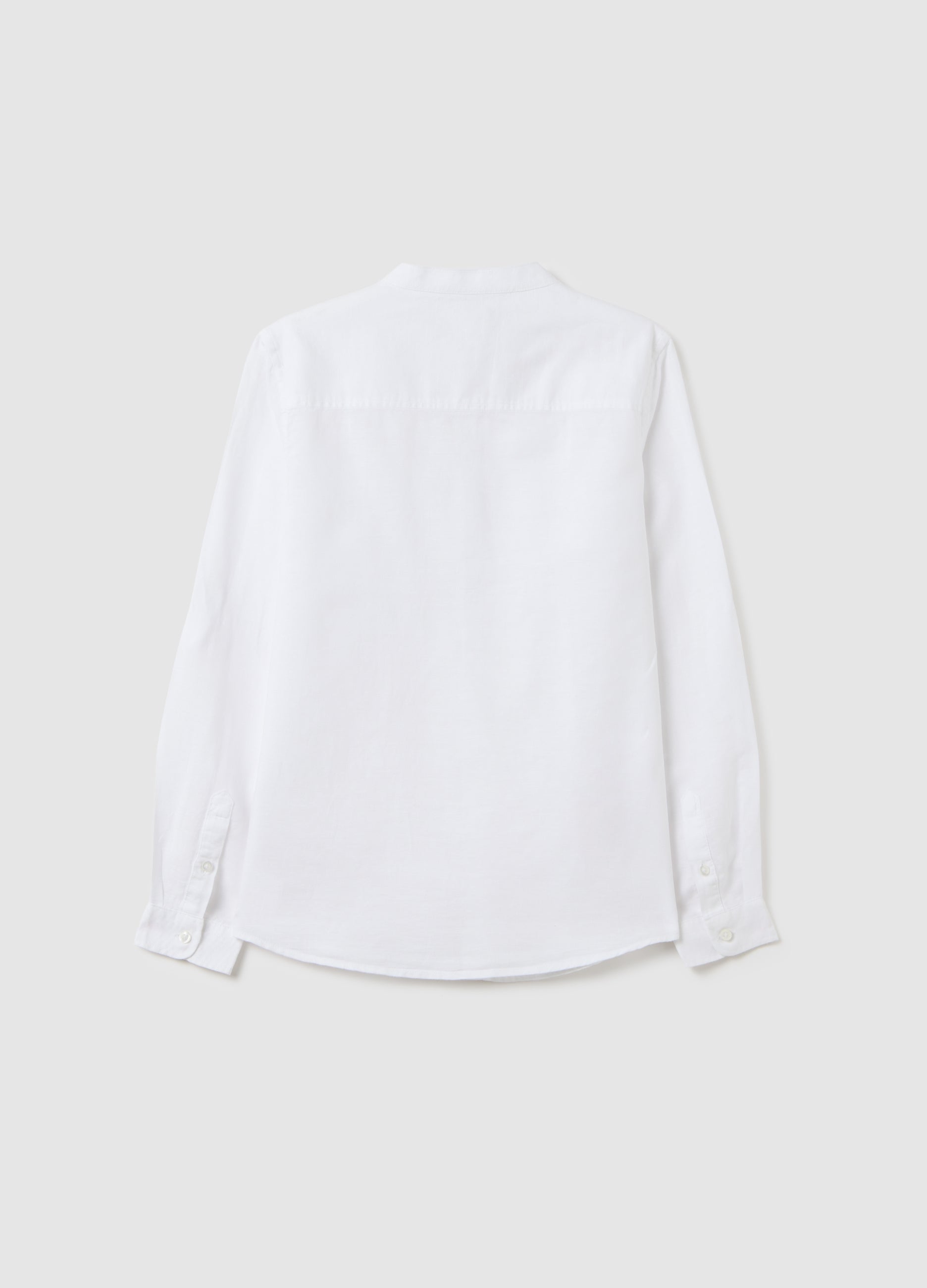 Boy'S White Linen-Cotton Blend Shirt Regular Fit With Classic Collar