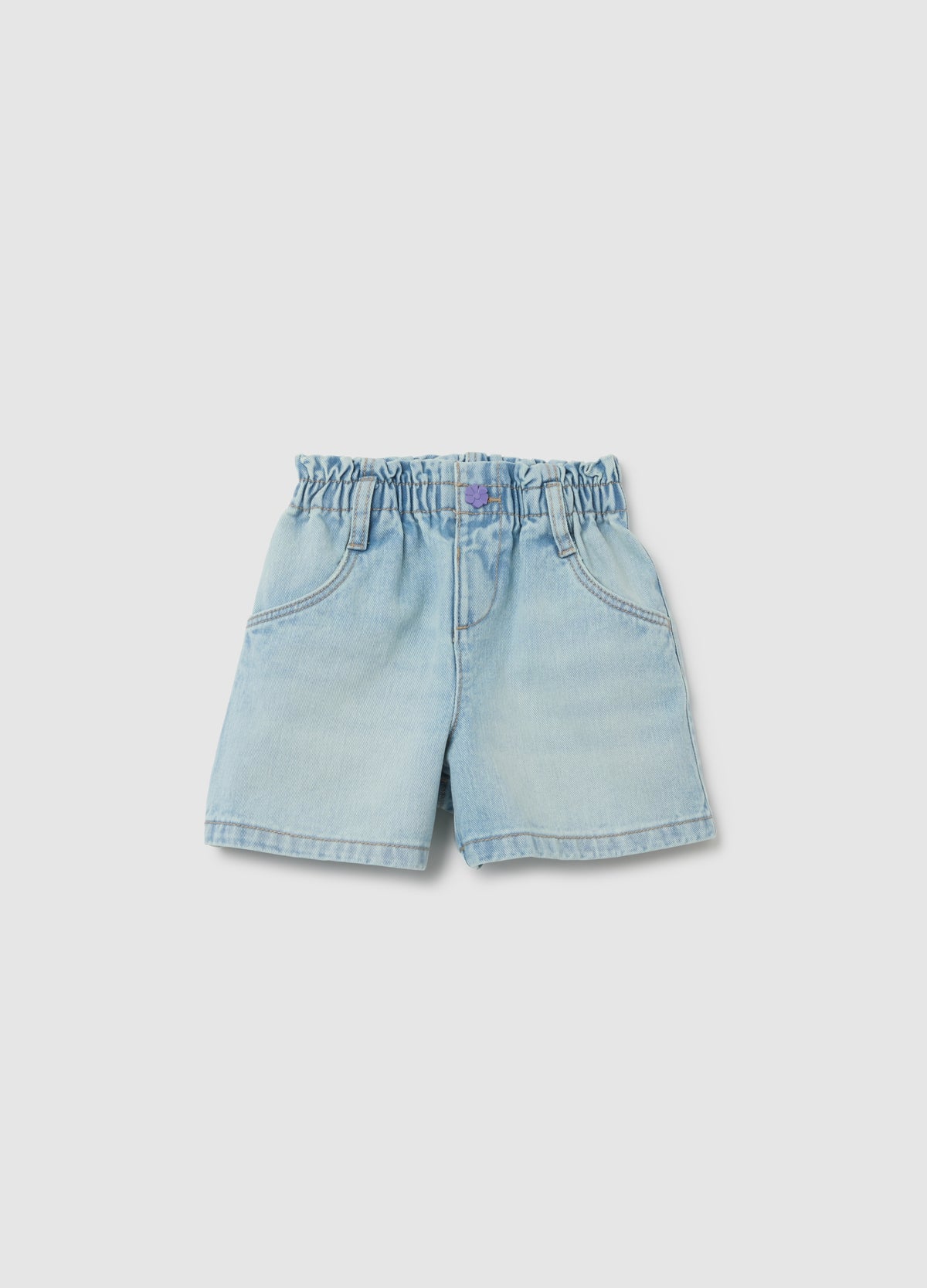 Light Denim Shorts For Girls In Pure Cotton