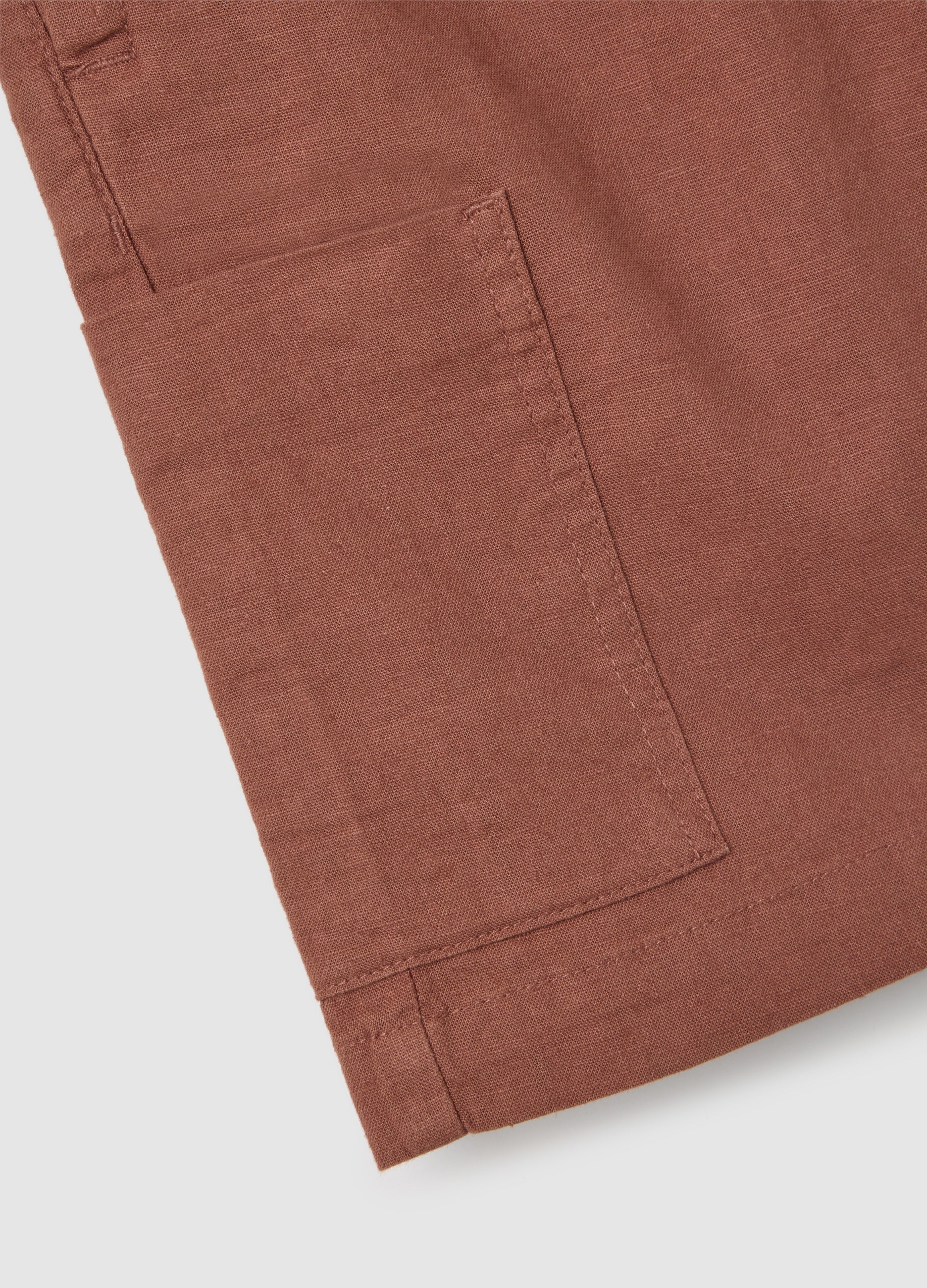 Children'S Regular Fit Brown Linen Blend Shorts With Cargo Pockets